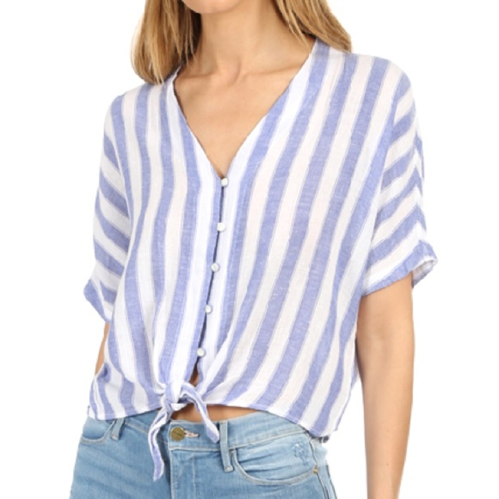 Rails Thea Pacifica Stripe Cropped Button Down Bl… - image 2